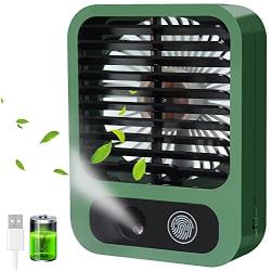 VKTEN Portable Fan, Spray Water Mist Fan, Super Quiet USB Desk Fan 3000mAh Rechargeable Personal Mister Fan with 3 Speeds, 4-15 Working Hours for Office, Travel, Outdoors, Hiking, Camping (Green)