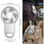 Hido Mini Handle Fan Battery Operate, Rechargeable Carabiner USB Mini Fan with Colorful Light, Portable Mini Handle Fan, Handle Fan Portable With Illumination for Camping Traveling Household, White