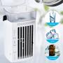 Air Conditioner Fan Personal Desk Fan Space Air Cooler Portable Mini Cooling Fan Table Evaporative Air Humidifiers Ultra-Quiet Purifier with Handle and 7 Colors LED Lights for Home, Office, Dorm