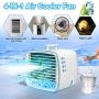 Portable Air Cooler Personal Air Conditioner Fan, Mini Evaporative Cooler Desk Fan with Hidden Handle, 3 Winds Speed, 7 Colors Light Super Quiet Humidifier Misting Fan for Home Office Bedroom Outdoor