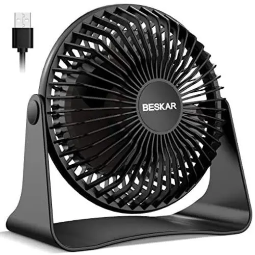 BESKAR USB Small Desk Fan - 6 Inch Portable Fans with 3 Speeds Strong Airflow, Quiet Operation and 360°Rotate, Personal Table Fan for Home,Office, Bedroom - 3.9 ft Cord BESKAR USB Small Desk Fan - 6 Inch Portable Fans with 3 Speeds Strong Airflow, Quiet Operation and 360°Rotate, Personal Table Fan for Home,Office, Bedroom - 3.9 ft Cord