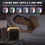 Portable Air Conditioner | HLTJAN Rechargeable Evaporative Air Cooler with Humidifier & Air Purifier & 7 Color Night Light l Persona Mini Air Conditioner Desk Fan for Home Office Bedroom