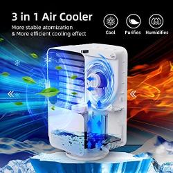 Portable Air Conditioner, AUZKIN Evaporative Air Cooler Desk Fan with 3 Speeds, Oscillating Mist Humidifier with 2 Mist Adjustment for Room, Office, Bedroom