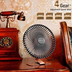 OPOLAR 6 USB Desk Fan, More Quiet and Powerful, Small Office Desktop Table Fan, Mini Room Air Circulator, Personal Portable Fan, 4 Speeds, 90° Tilt Angle, 5 ft Cord, Bronze Base, 2021 Model