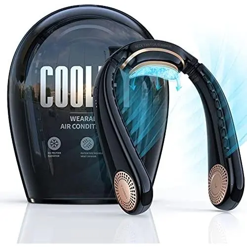 TORRAS Coolify Portable Air Conditioner Neck Fan, Hands Free Semiconductor Cooling Bladeless Fan, 4000 mAh Rechargeable Leafless Mini USB Fan for Outdoor/ Home/ Office, 3 Speeds, Brilliant Black TORRAS Coolify Portable Air Conditioner Neck Fan, Hands Free Semiconductor Cooling Bladeless Fan, 4000 mAh Rechargeable Leafless Mini USB Fan for Outdoor/ Home/ Office, 3 Speeds, Brilliant Black