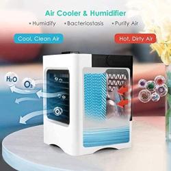 Portable Air Conditioner, Mini Evaporative Air Cooler, Personal Rechargeable USB Fan, Quiet Desk Fan with 3 Speeds for Home Room Office