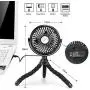 IREENUO Portable Fan, 2500mAh Battery Operated Stroller Fan with Flexible Tripod, 3 Speed 360° Rotatable Mini Handheld Fan with LED Lights for Camping Outdoor