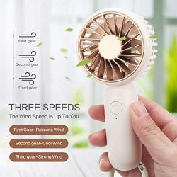 SUMAX Mini USB Handheld Pocket Fan Personal Portable Small Desk Table Electric Fan with 3 Speed Rechargeable Battery Operated, Adjustable Powerful Wind for Women Kids Office & Outdoor, White