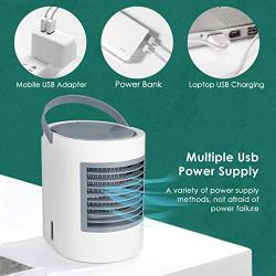 Portable Space Air Conditioner, Evaporative Personal Desk Fan, Quiet Air Cooler Misting Fan, Cordless 3 in 1 USB Air Cooler Desk Fan with Portable Handle for Home Room Office