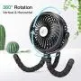 IREENUO Portable Fan, 2500mAh Battery Operated Stroller Fan with Flexible Tripod, 3 Speed 360° Rotatable Mini Handheld Fan with LED Lights for Camping Outdoor