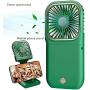 Mini Fan, Portable USB Rechargeable Folding Fan, Folding fan Has Three Gears Of Wind Speed, Folding Mobile Phone Bracket. 3000mAh Power Supply Provides Emergency Charging For The Device ( Green )