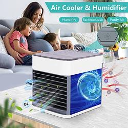 Portable Air Conditioner Fan, AnBnCn Personal Quiet USB Air Cooler with 3 Speed, Personal Air Conditioner with LED Light for Small Office and Room/Dorm/Bedroom