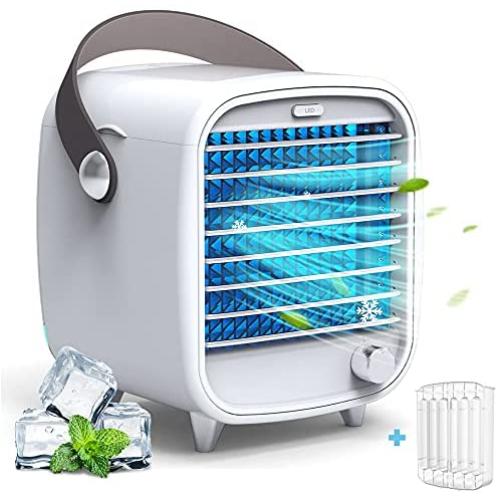 Portable Air Conditioner, 3 in 1 Personal Air Conditioner, Quiet Air Cooler Fan/Humidifier, Build-in Ice Tray, USB Interface, Mini Air Conditioner for Bedroom/Office/Camping/Outdoor