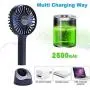 YIHUNION Mini Handheld Fan Portable, Hand held Personal Fan Rechargeable Battery Operated Powered Cooling Desktop Electric USB Fan with Fan Stand, 2500mAh Battery 4 Modes for Home Travel Outdoor（Blue)