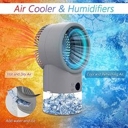 Portable Air Conditioner Fan, Personal Mini AC Evaporative Air Cooler Super Quiet, Desk Fan Air Cooler with 7 Colors LED Light 3 Speeds, Air Circulator Humidifier Misting Fan For Bedroom Cool Air