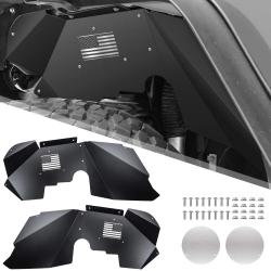 Yoursme Front Inner Fender Liners Flares for 2007-2018 Jeep Wrangler JK 4WD & 2WD US Flag Logo Black metal Aluminum alloy