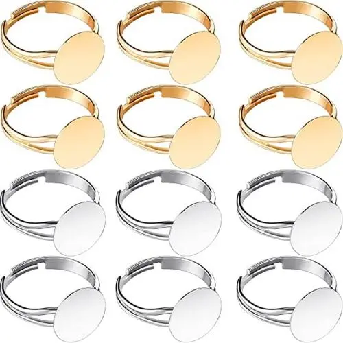 40 Pieces Blank Ring Plated Adjustable Flat Ring 12 mm DIY Blank Ring Base Jewelry Finding Ring(silver+golden) 40 Pieces Blank Ring Plated Adjustable Flat Ring 12 mm DIY Blank Ring Base Jewelry Finding Ring(silver+golden)