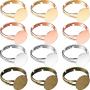 40 Pieces Blank Ring Plated Adjustable Flat Ring 12 mm DIY Blank Ring Base Jewelry Finding Ring(4 colors)