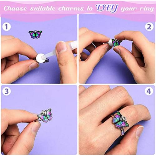40 Pieces Blank Ring Plated Adjustable Flat Ring 12 mm DIY Blank Ring Base Jewelry Finding Ring(4 colors)