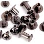 Round Flat Head Chicago Screws Buttons for Leather Crafting, 1/4 Inches (6mm) Repair Screw Post Fastener, Metal Nail Rivet Studs, Silver, 50 Sets, Diameter 3/8 Inches (10mm)