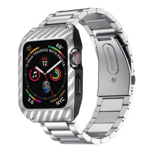 HATALKIN Compatible with Apple Watch Band 44mm Series 6 5 4 SE with Rugged Metal Bumper Case,Men Bands for Apple Watch SE/iWatch Series 6 5 4 44mm Stainless Steel Protective Cases Drop-Proof (Silver