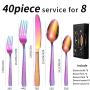 Hammered Silverware Set, E-far 40-Piece Stainless Steel Square Flatware Set for 8, Metal Tableware Cutlery Set Includes Dinner Knives/Forks/Spoons, Modern Design & Mirror Polished - Dishwasher Safe