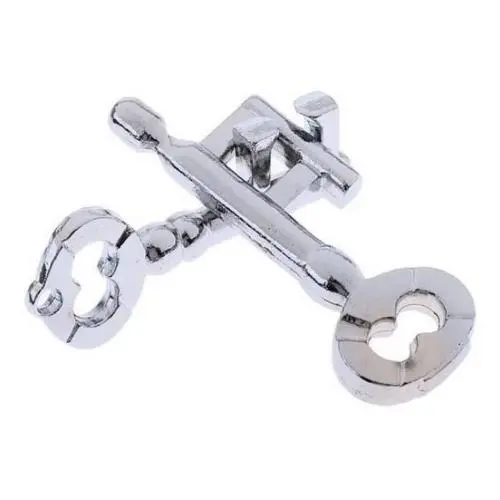 Silver key lock Hanayama Cast Metal Brain Teaser Puzzle Silver key lock Hanayama Cast Metal Brain Teaser Puzzle