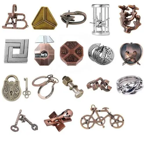 18pcs Combo A lock Hanayama Cast Metal Brain Teaser Puzzle 18pcs Combo A lock Hanayama Cast Metal Brain Teaser Puzzle