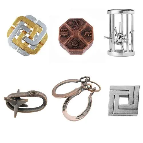 6pcs Combo A Hanayama Cast Metal Brain Teaser Puzzle 6pcs Combo A Hanayama Cast Metal Brain Teaser Puzzle