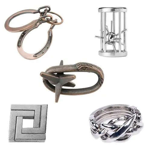 5pcs Combo A Hanayama Cast Metal Brain Teaser Puzzle 5pcs Combo A Hanayama Cast Metal Brain Teaser Puzzle