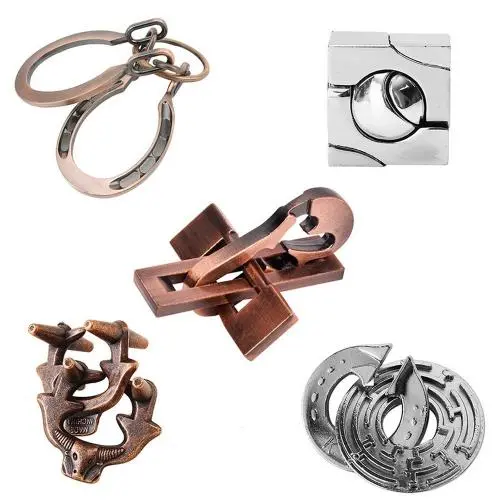 5pcs Combo D Hanayama Cast Metal Brain Teaser Puzzle 5pcs Combo D Hanayama Cast Metal Brain Teaser Puzzle