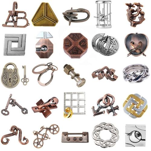 25pcs Combo A Hanayama Cast Metal Brain Teaser Puzzle