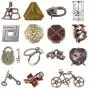 15pcs Combo A lock Hanayama Cast Metal Brain Teaser Puzzle