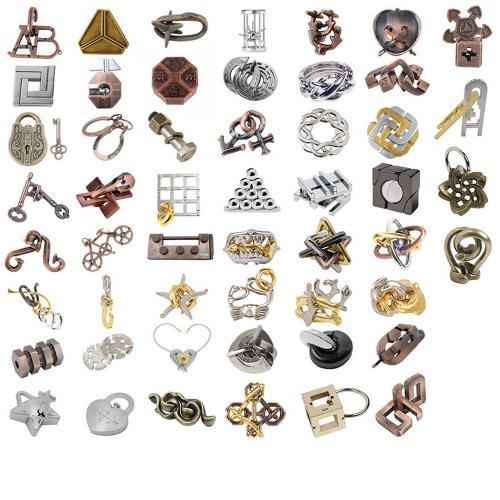 52pcs Combo A Hanayama Cast Metal Brain Teaser Puzzle