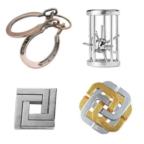 4pcs Combo A Hanayama Cast Metal Brain Teaser Puzzle 4pcs Combo A Hanayama Cast Metal Brain Teaser Puzzle