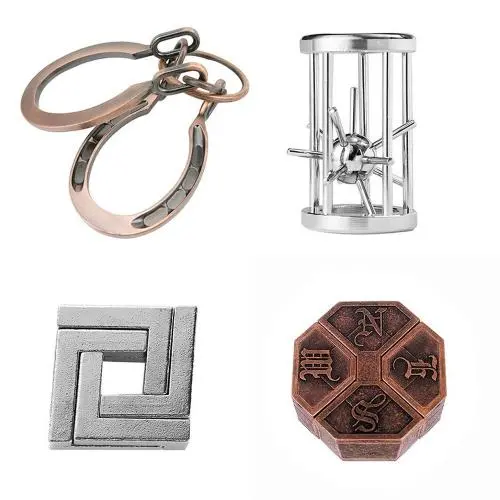 4pcs Combo B Hanayama Cast Metal Brain Teaser Puzzle 4pcs Combo B Hanayama Cast Metal Brain Teaser Puzzle